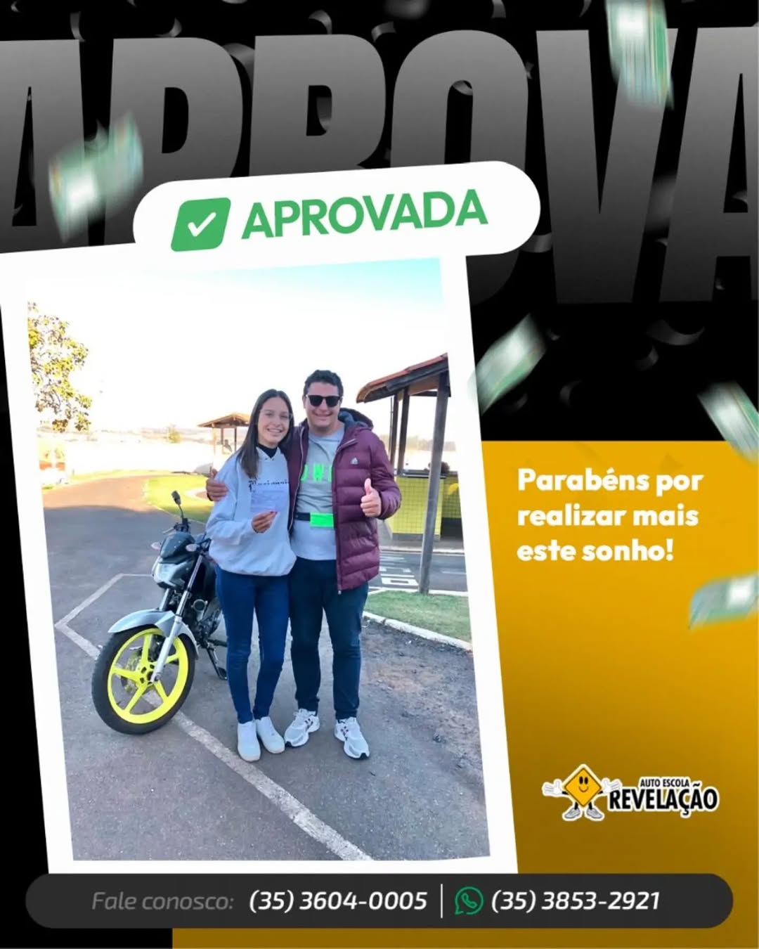 Aluno aprovado na Auto Escola Revelação